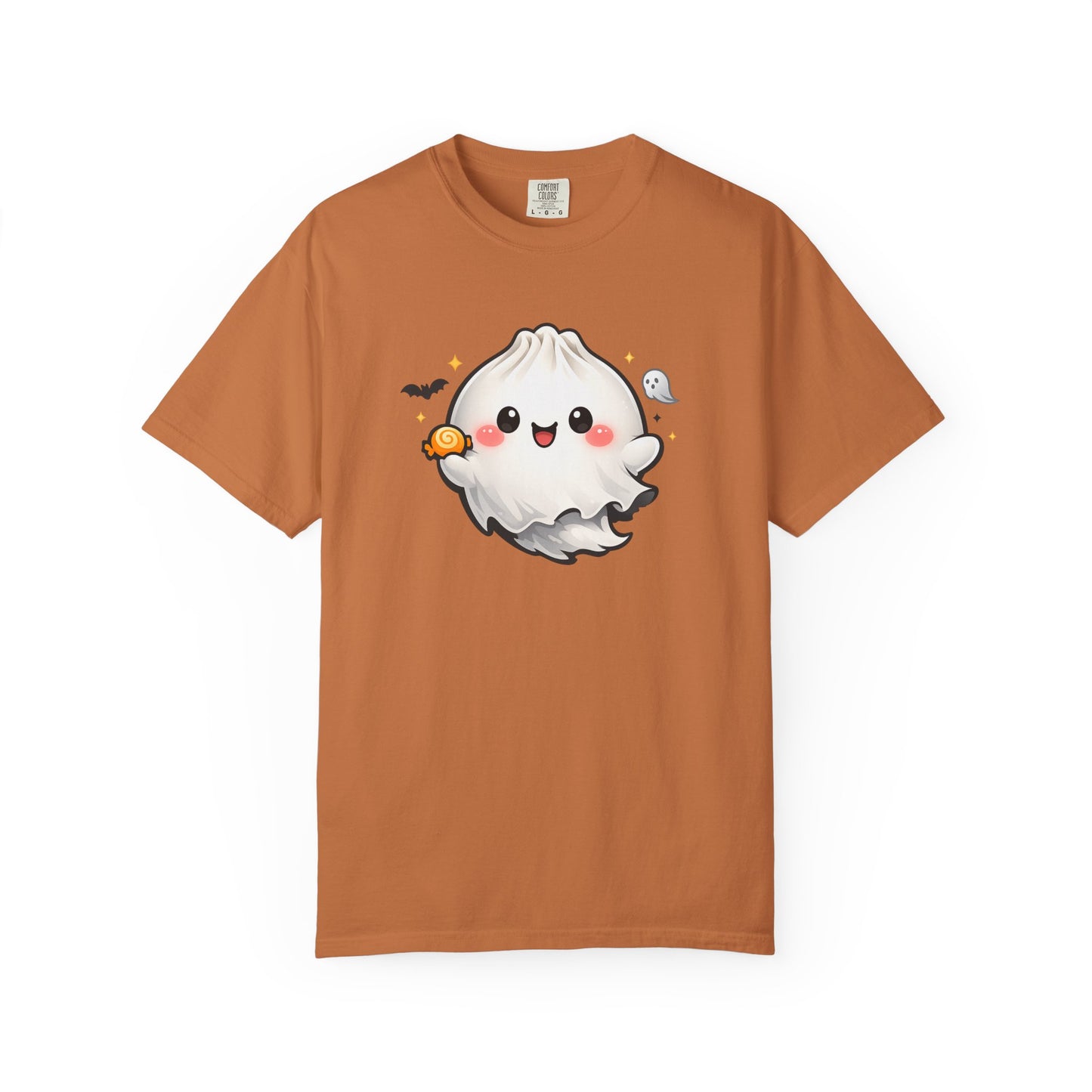 Cute Ghost Dumpling T‑Shirt — Kawaii Halloween Ghost with Candy
