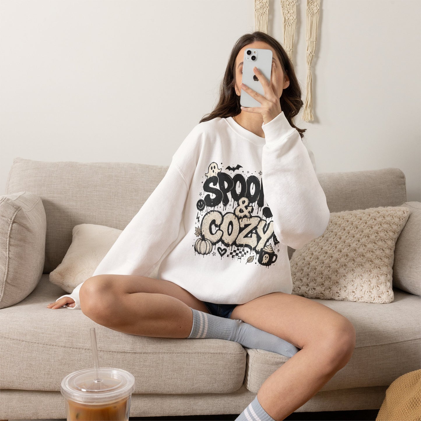 Spooky & Cozy Sweatshirt — Halloween Graphic Crewneck - Unisex