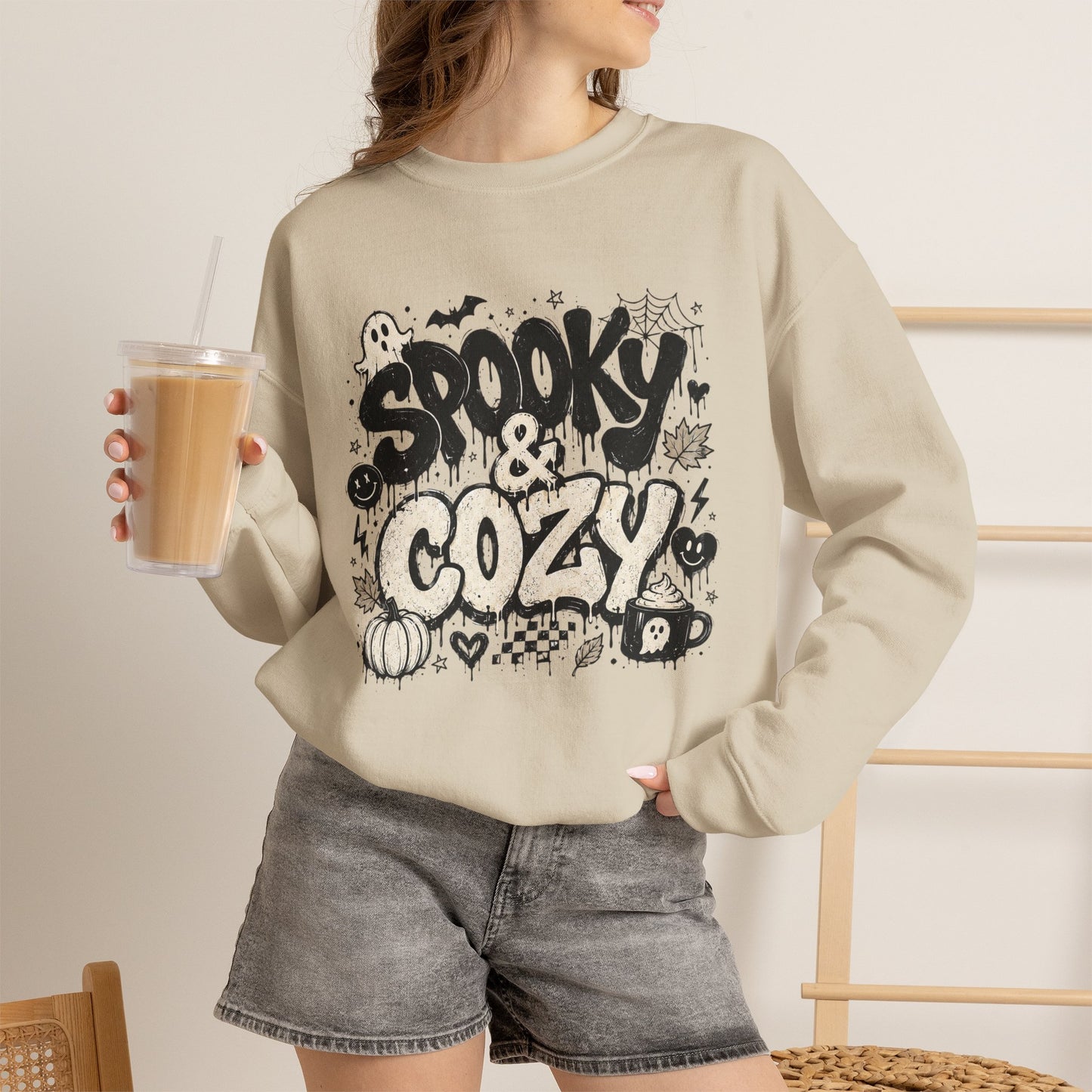 Spooky & Cozy Sweatshirt — Halloween Graphic Crewneck - Unisex