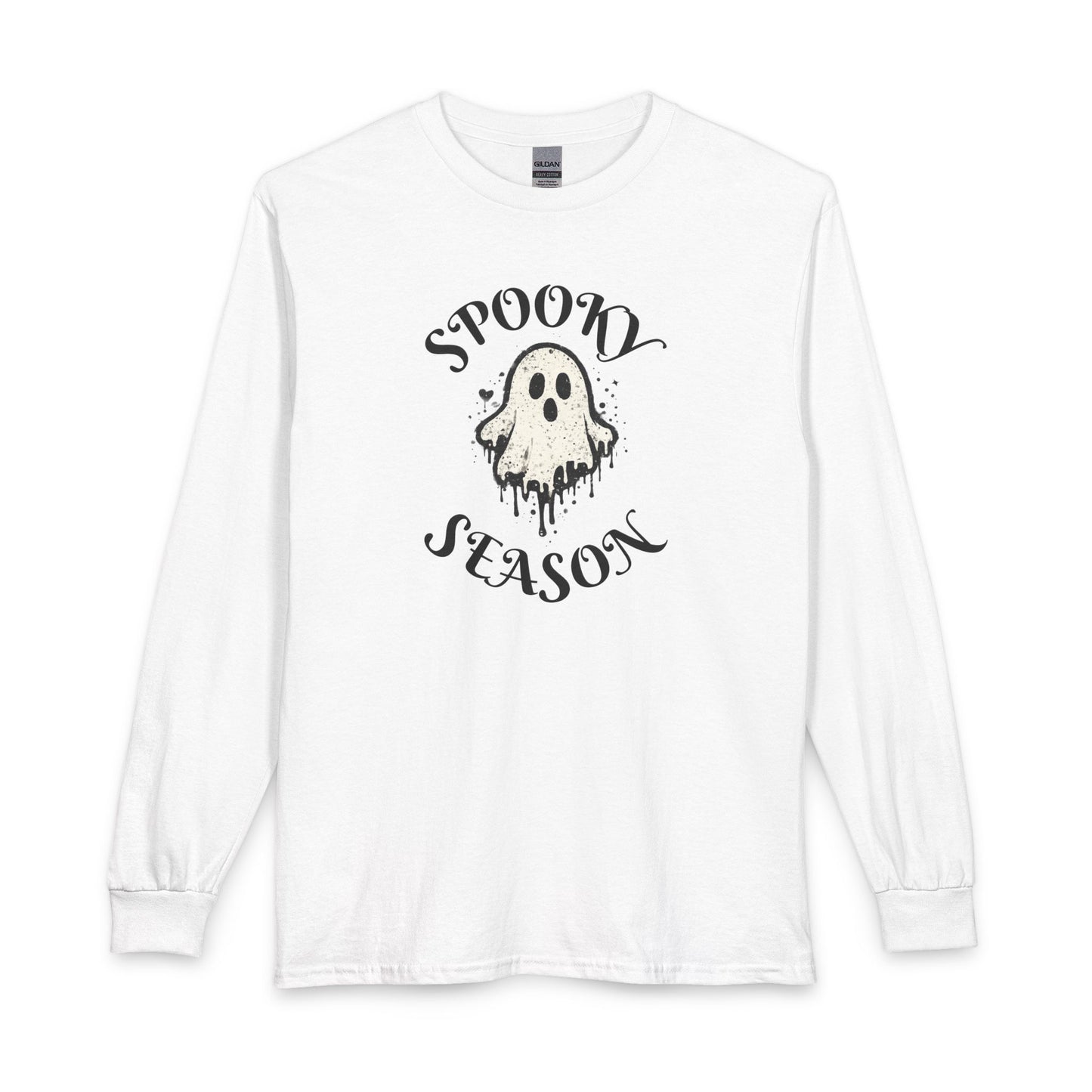 Spooky Season Long Sleeve Tee — Ghost Graphic Halloween Shirt