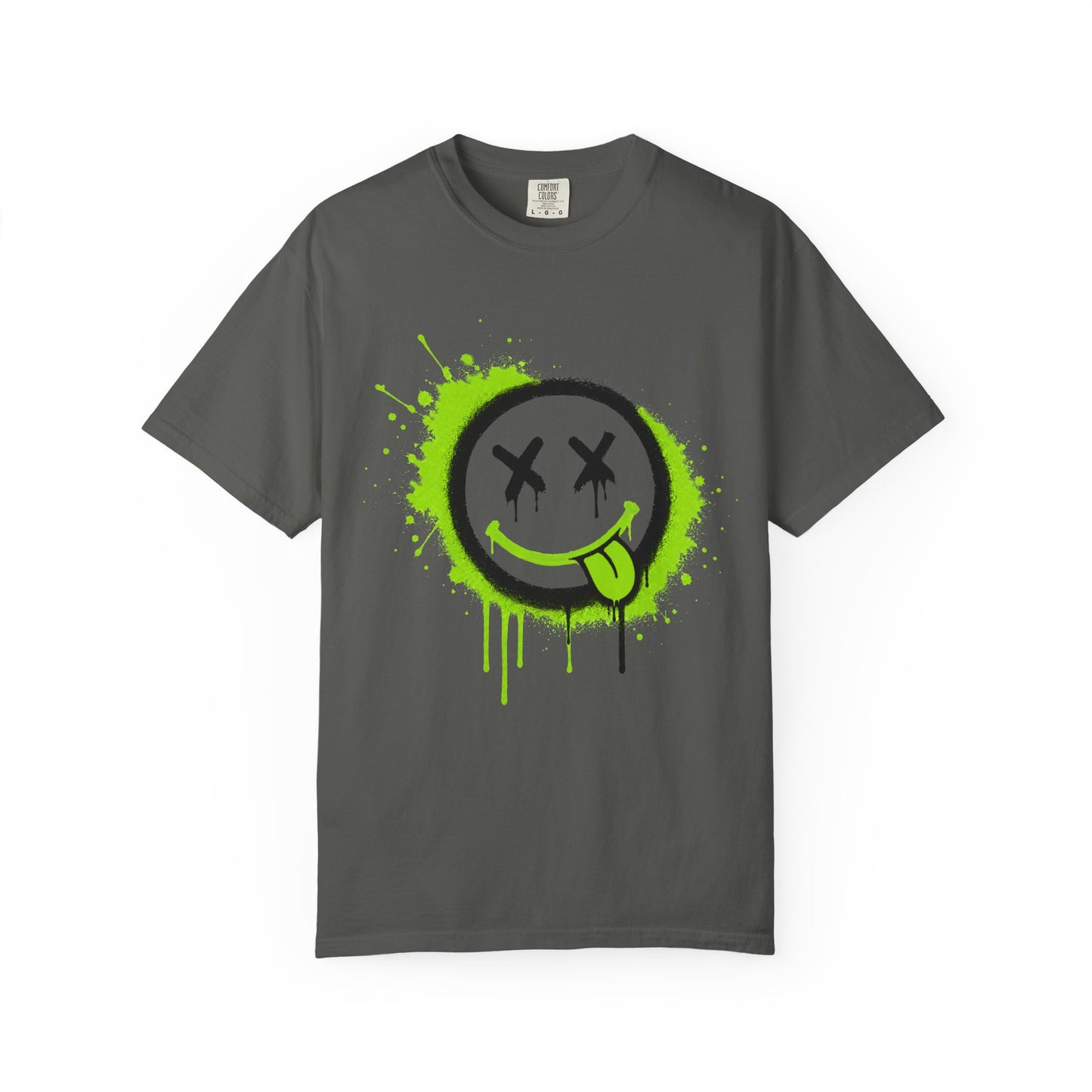 Graffiti Drip Green Smiley T-Shirt - Unisex