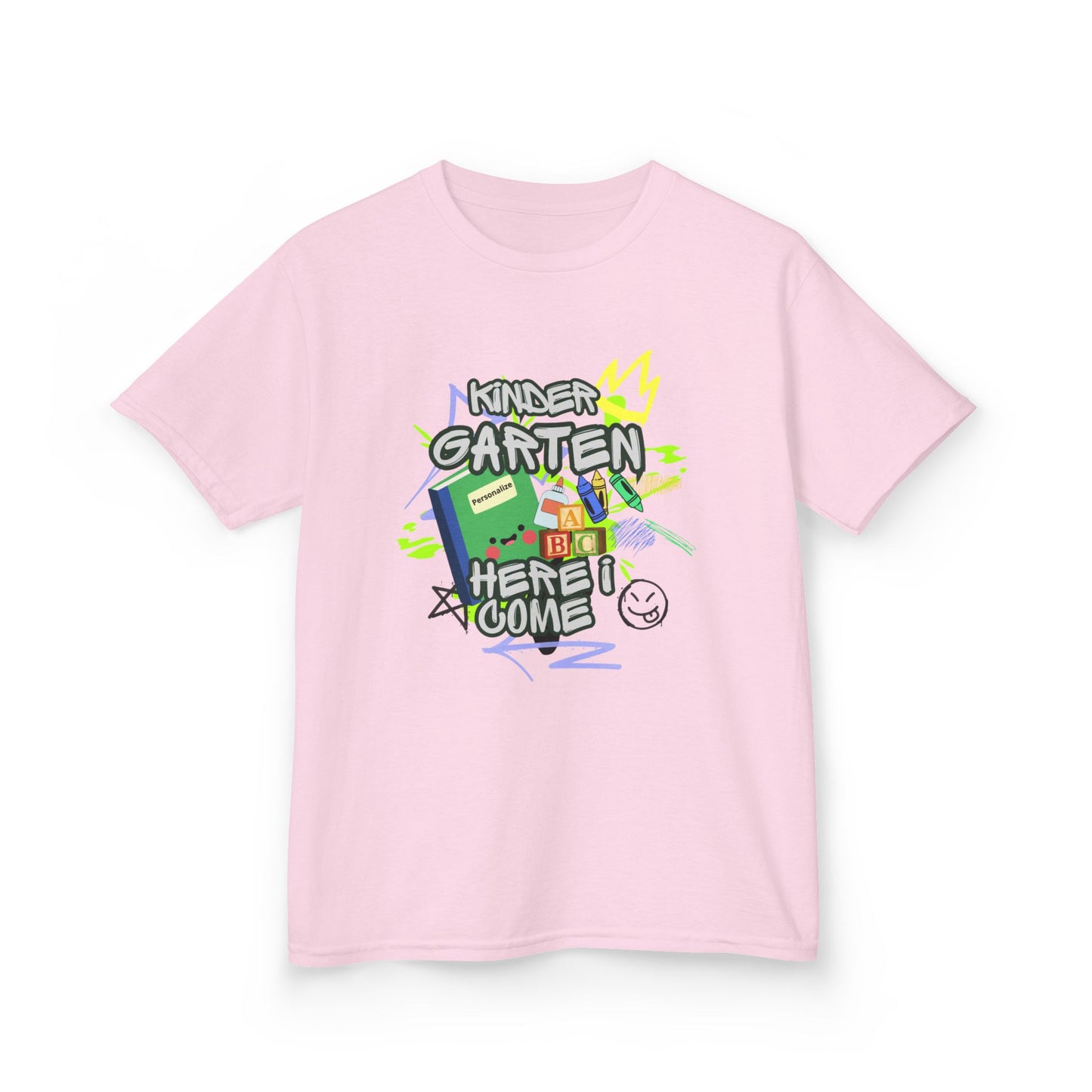 Kids T‑Shirt — "Kindergarten Here I Come" Back‑to‑School Graphic Tee