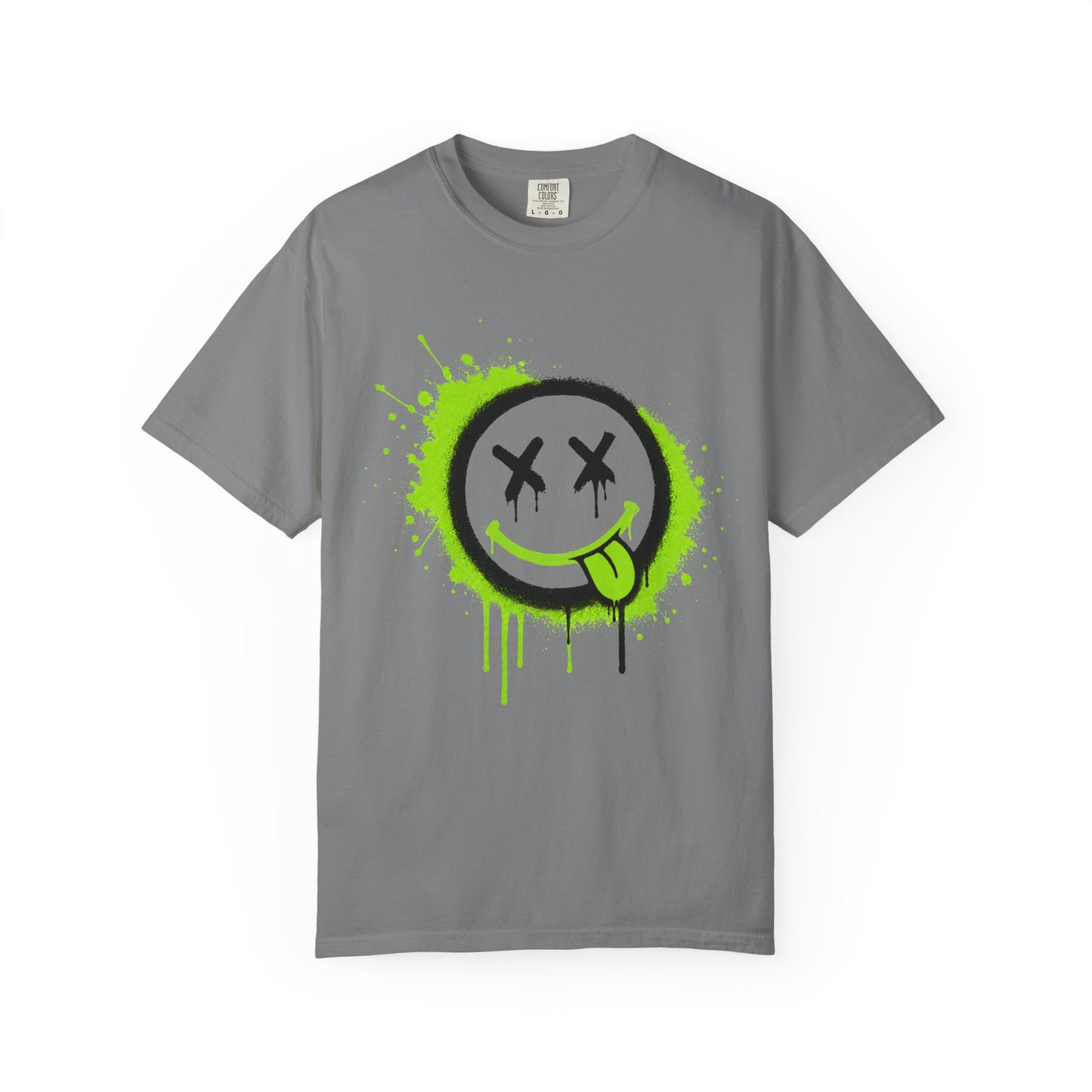 Graffiti Drip Green Smiley T-Shirt - Unisex