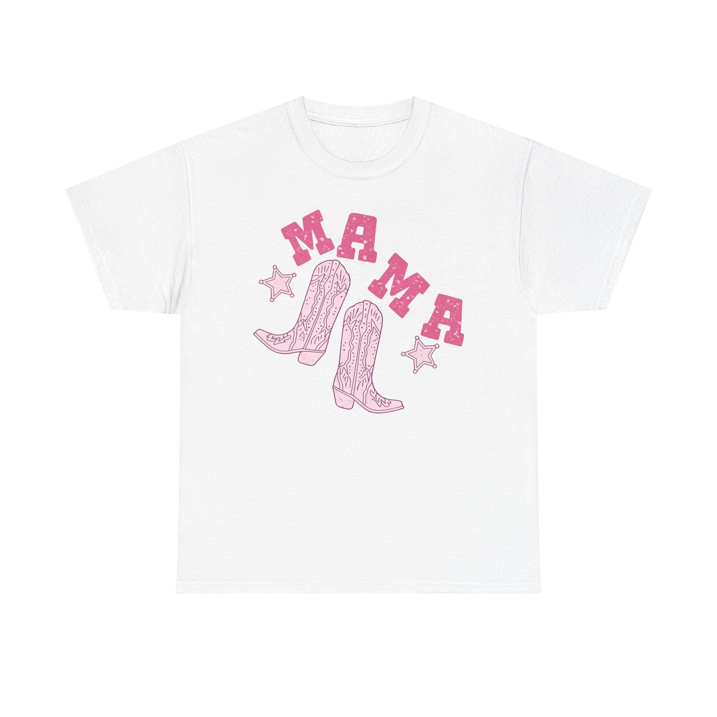 Mama Cowgirl Tee — Pink Western Boots Graphic T-Shirt