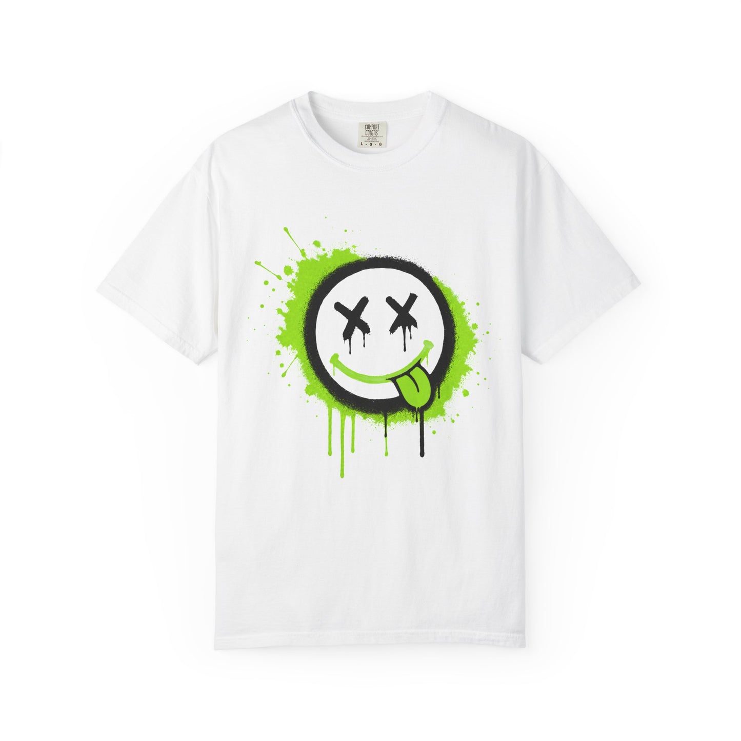 Graffiti Drip Green Smiley T-Shirt - Unisex