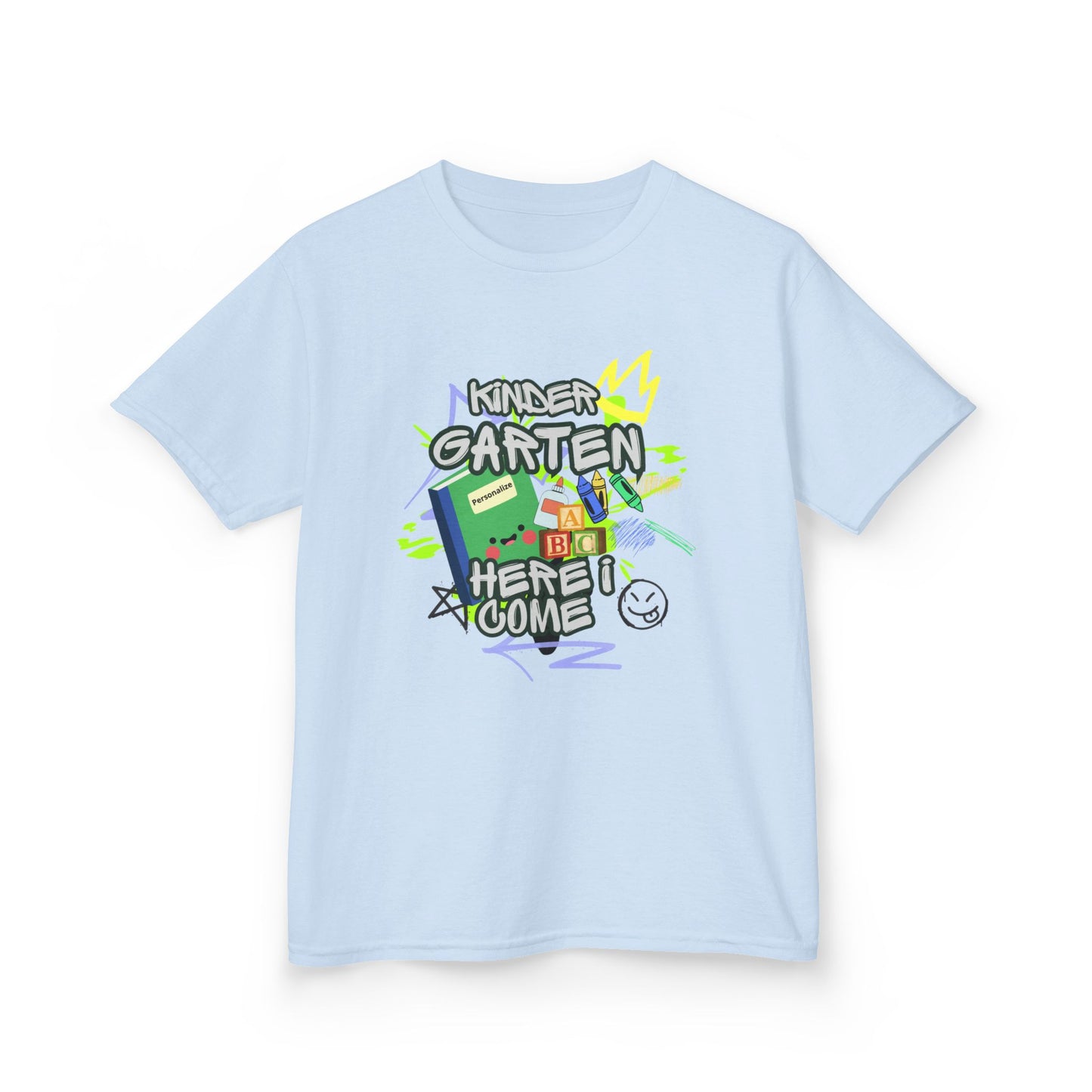 Kids T‑Shirt — "Kindergarten Here I Come" Back‑to‑School Graphic Tee