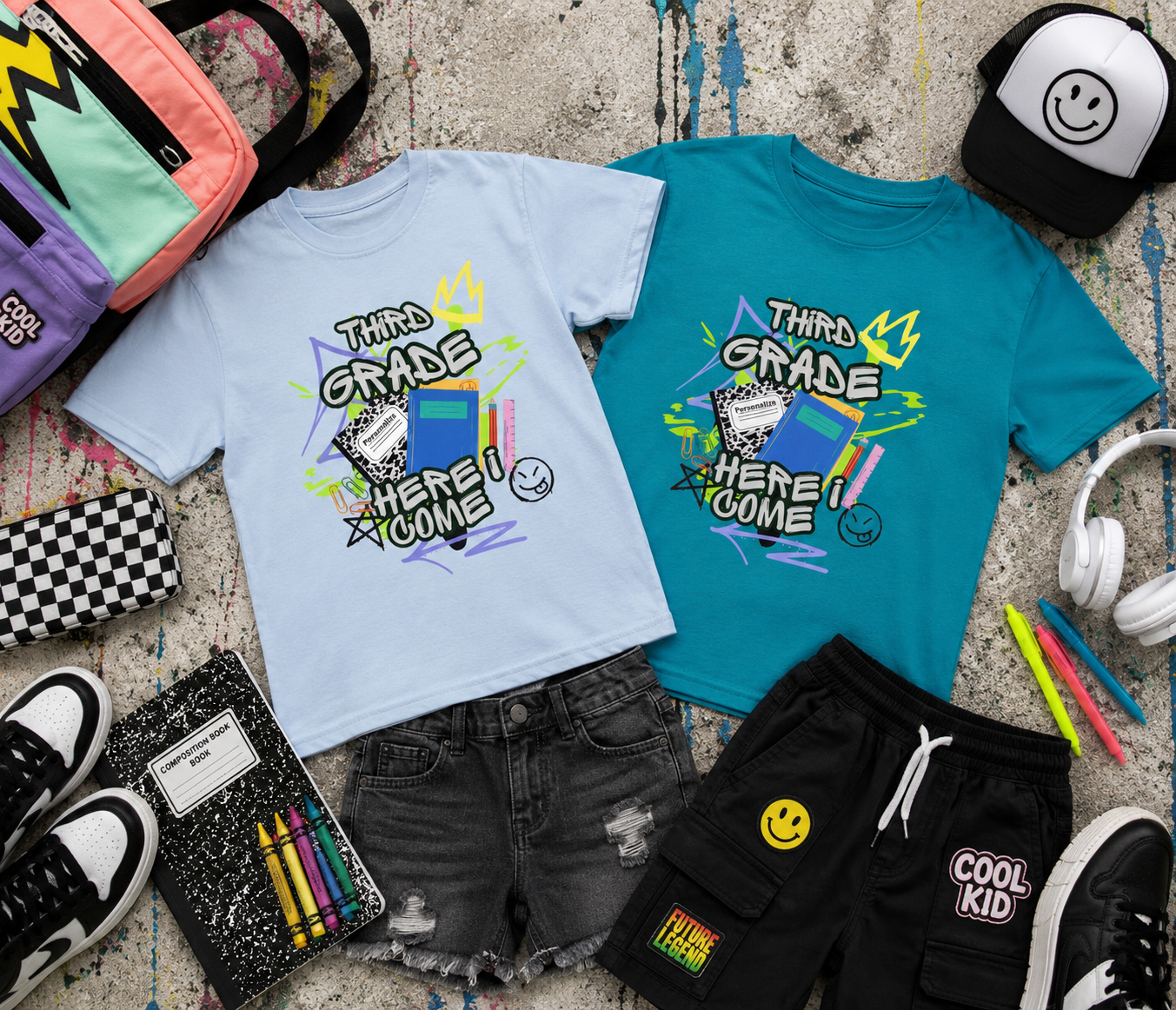 Kids T‑Shirt — "Third Grade Here I Come" Back‑to‑School Graphic Tee