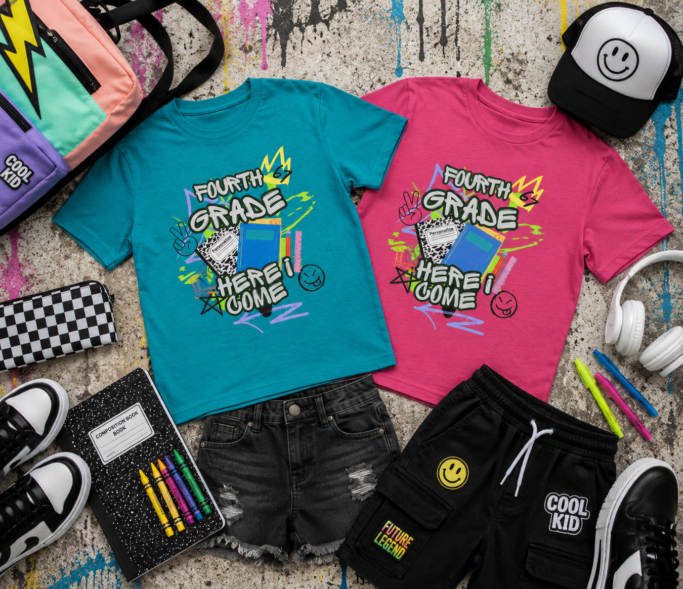 Kids T‑Shirt — "Fourth Grade Here I Come" Back‑to‑School Graphic Tee