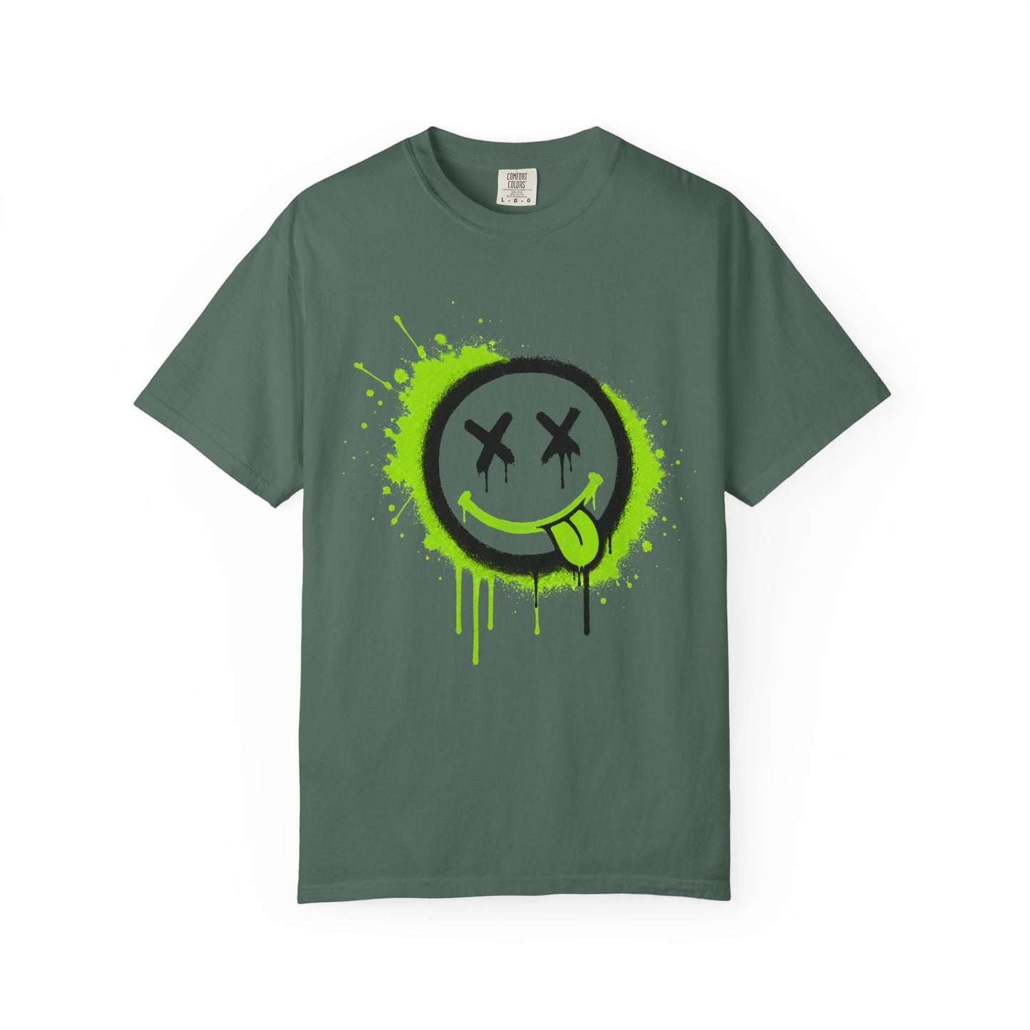 Graffiti Drip Green Smiley T-Shirt - Unisex