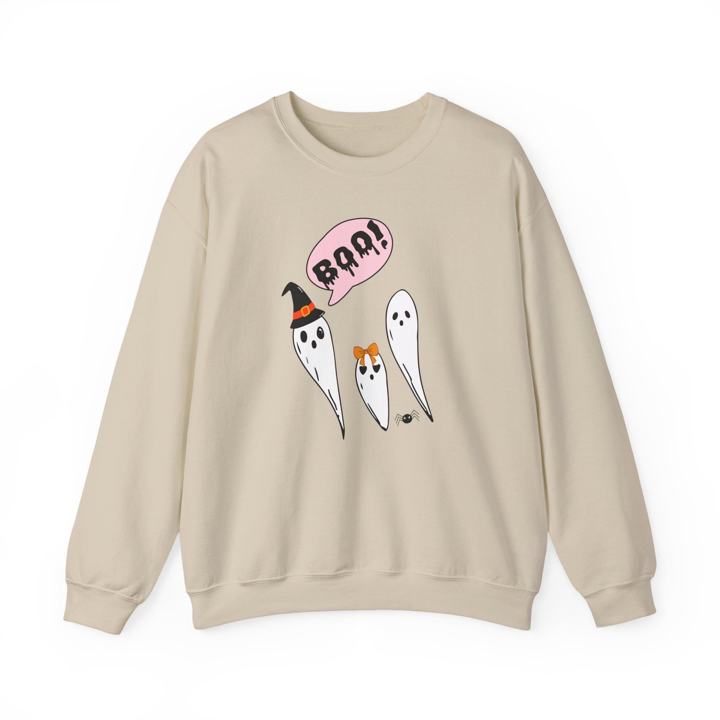 Cute Ghosts "Boo!" Halloween Graphic - Crewneck Sweatshirt