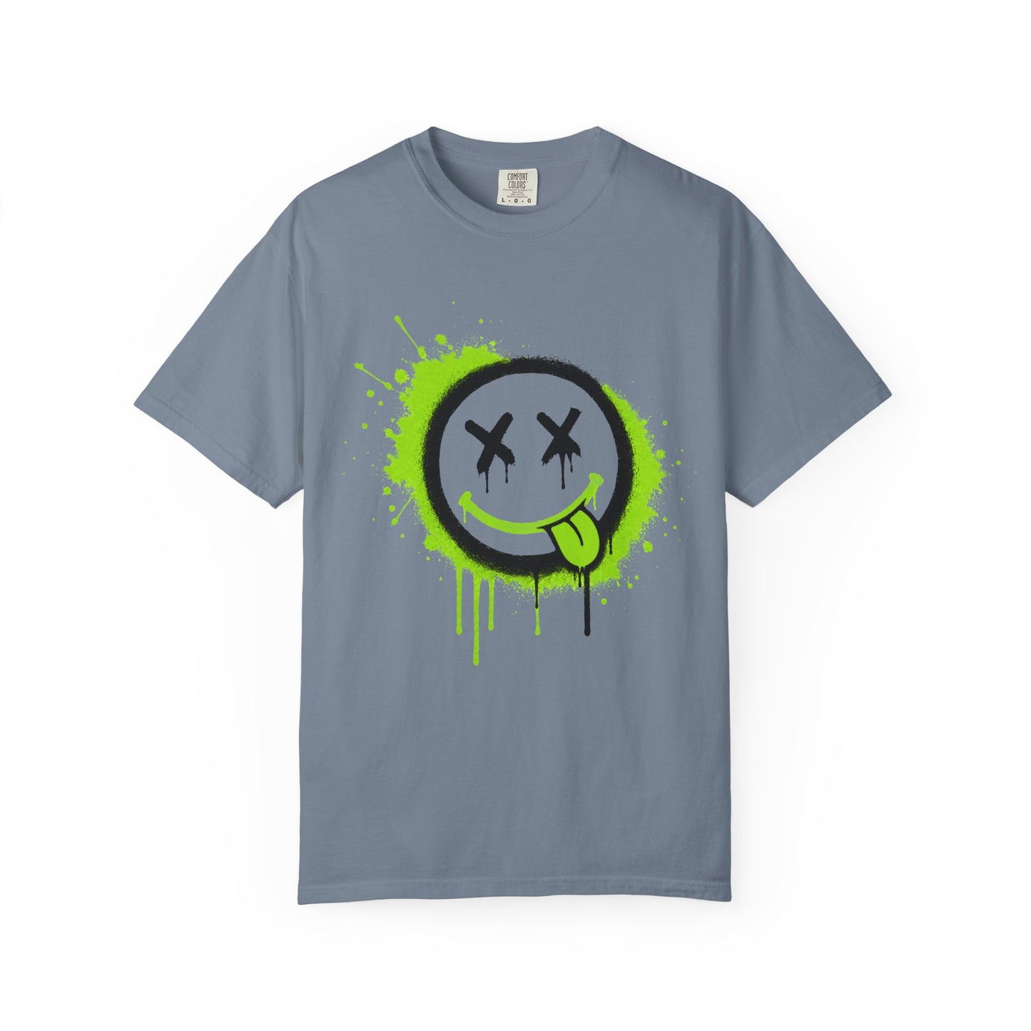 Graffiti Drip Green Smiley T-Shirt - Unisex