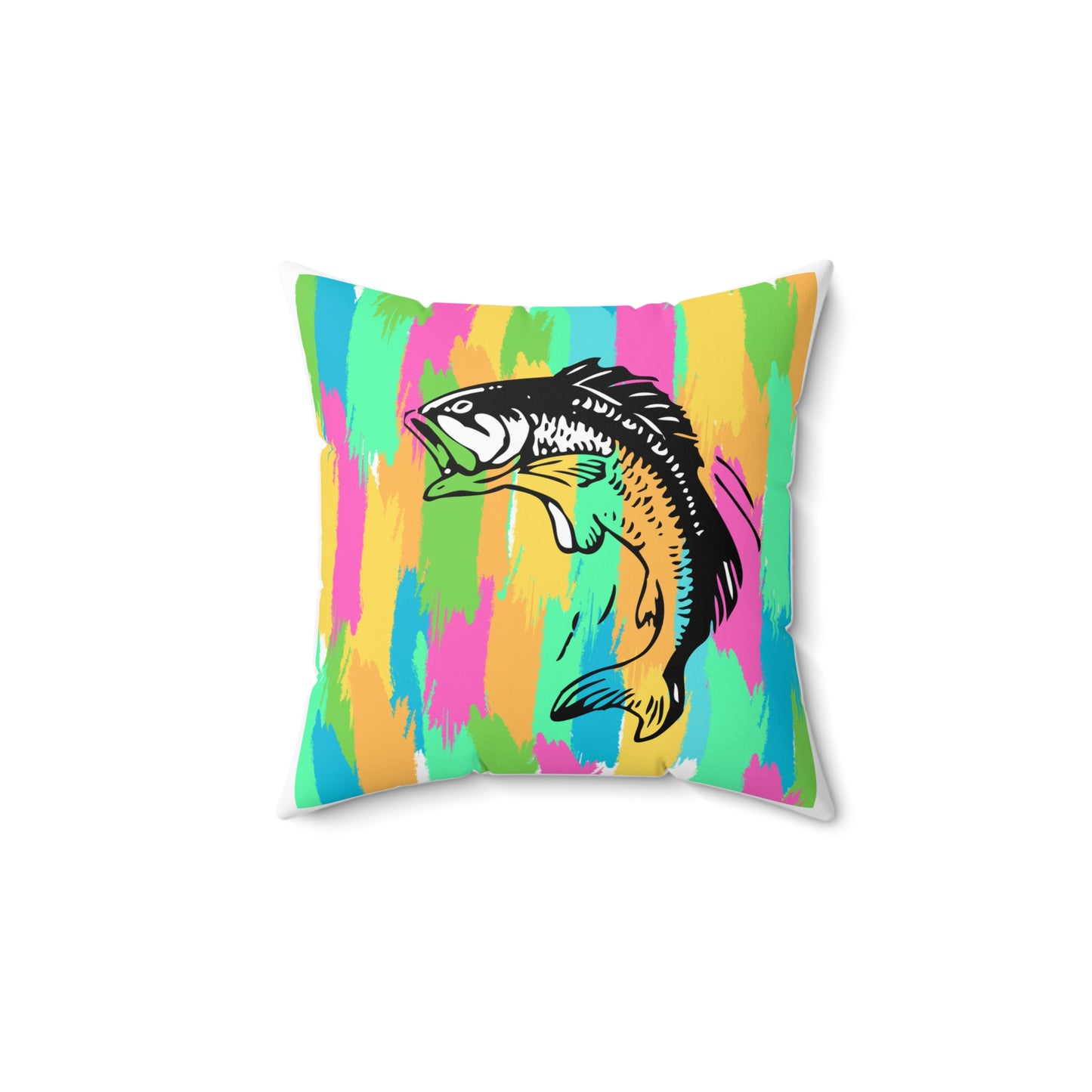 Colorful Bass Fish Throw Pillow