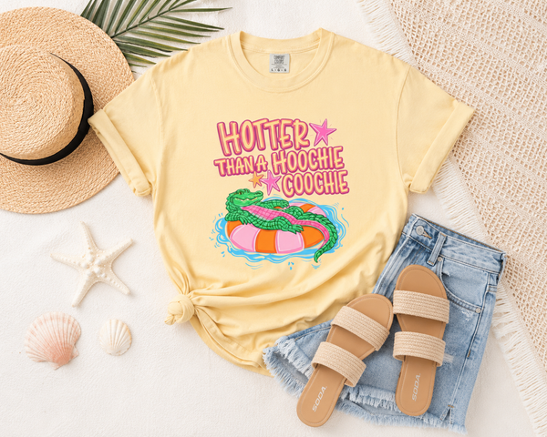 Hotter Than a Hoochie Coochie T-Shirt — Retro Pool Float Graphic Tee