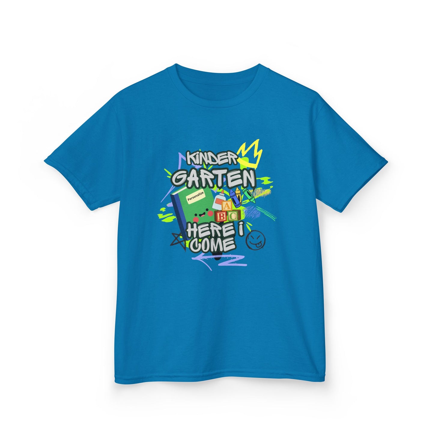 Kids T‑Shirt — "Kindergarten Here I Come" Back‑to‑School Graphic Tee