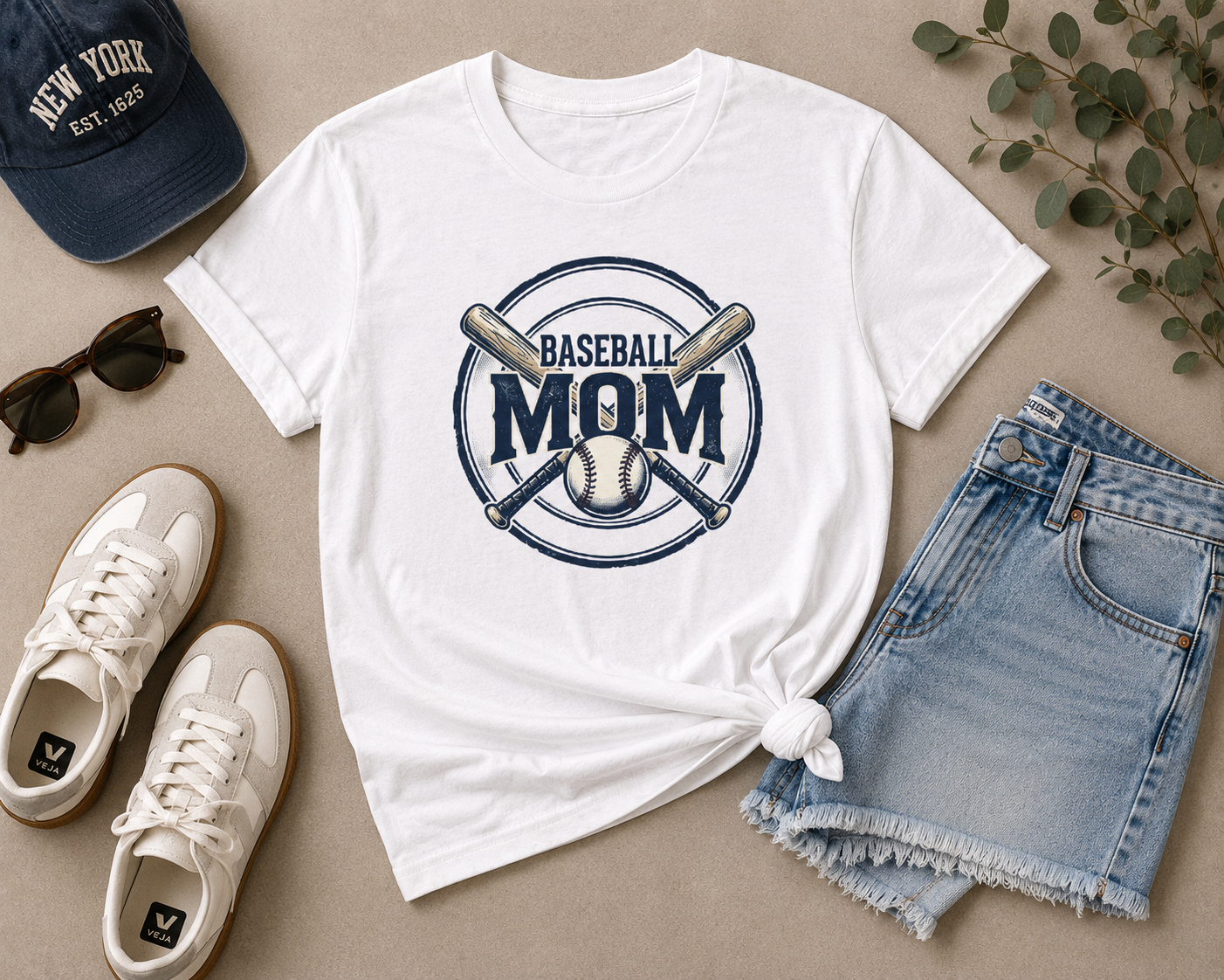 Baseball Mom T-Shirt – Crossed Bats Graphic