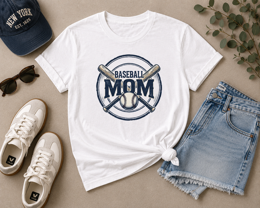 Baseball Mom T-Shirt – Crossed Bats Graphic