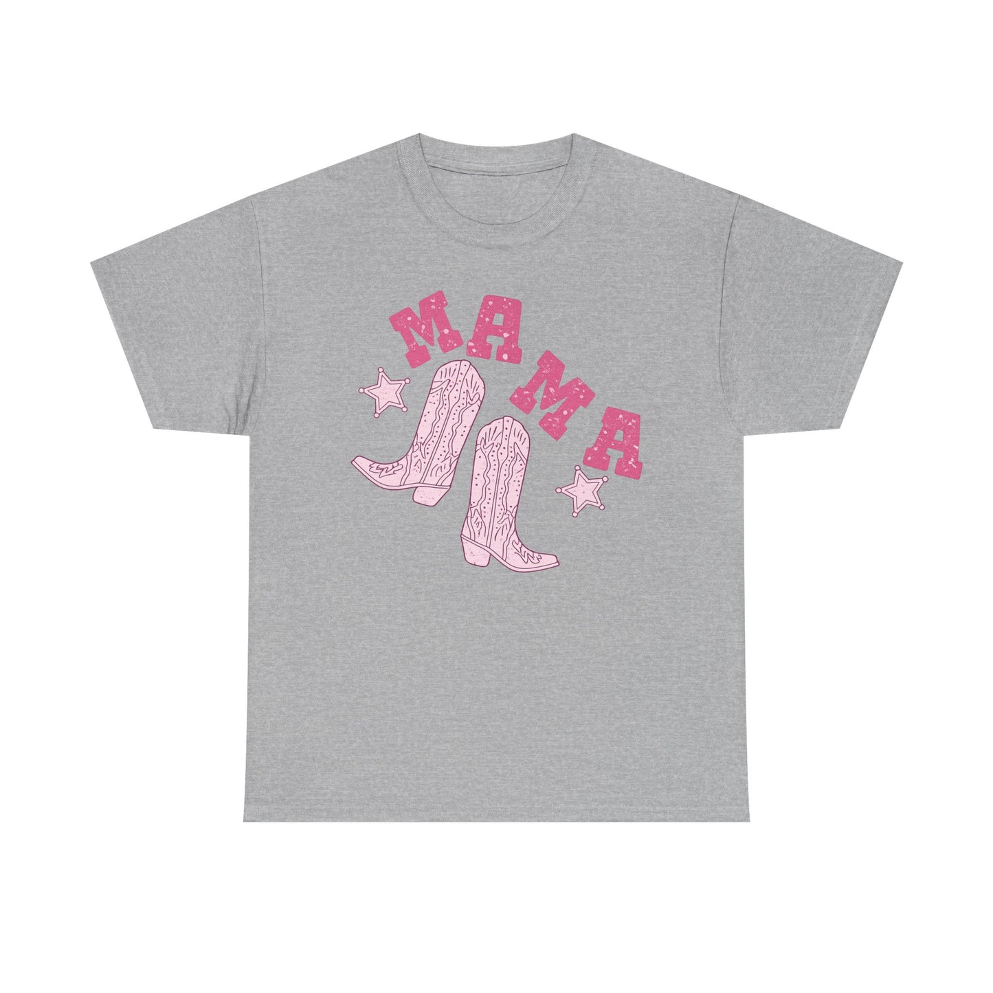 Mama Cowgirl Tee — Pink Western Boots Graphic T-Shirt