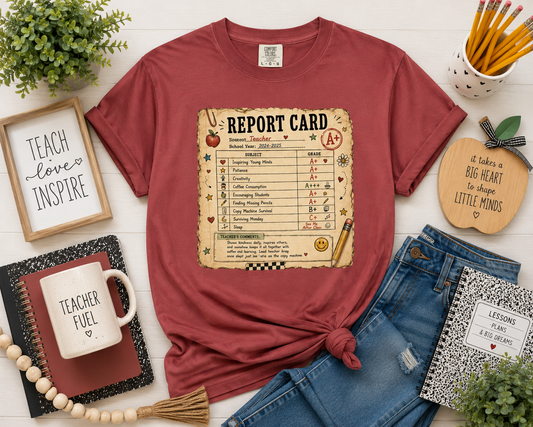 Teacher Report Card | Vintage Teacher T-Shirt - Unisex | Comfort Colors