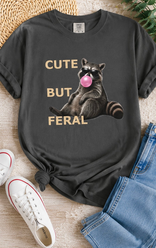 Raccoon "Cute But Feral" T-Shirt - Unisex
