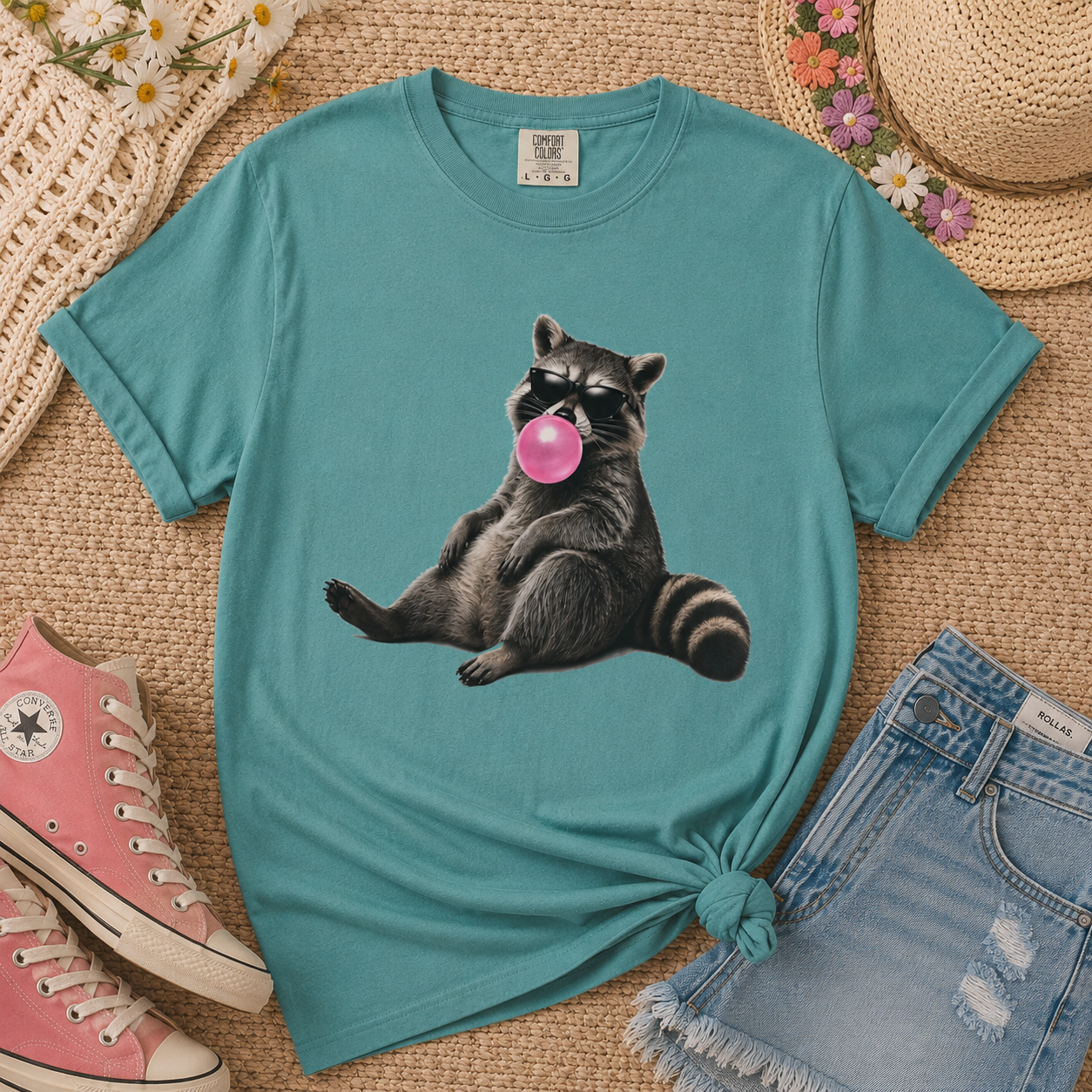 Raccoon Blowing Bubble Gum T-Shirt - Unisex