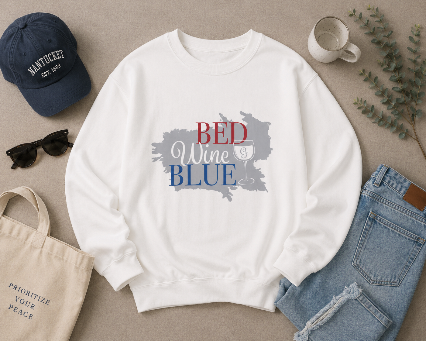 "Red Wine Blue" Patriotic Wine Lover Graphic