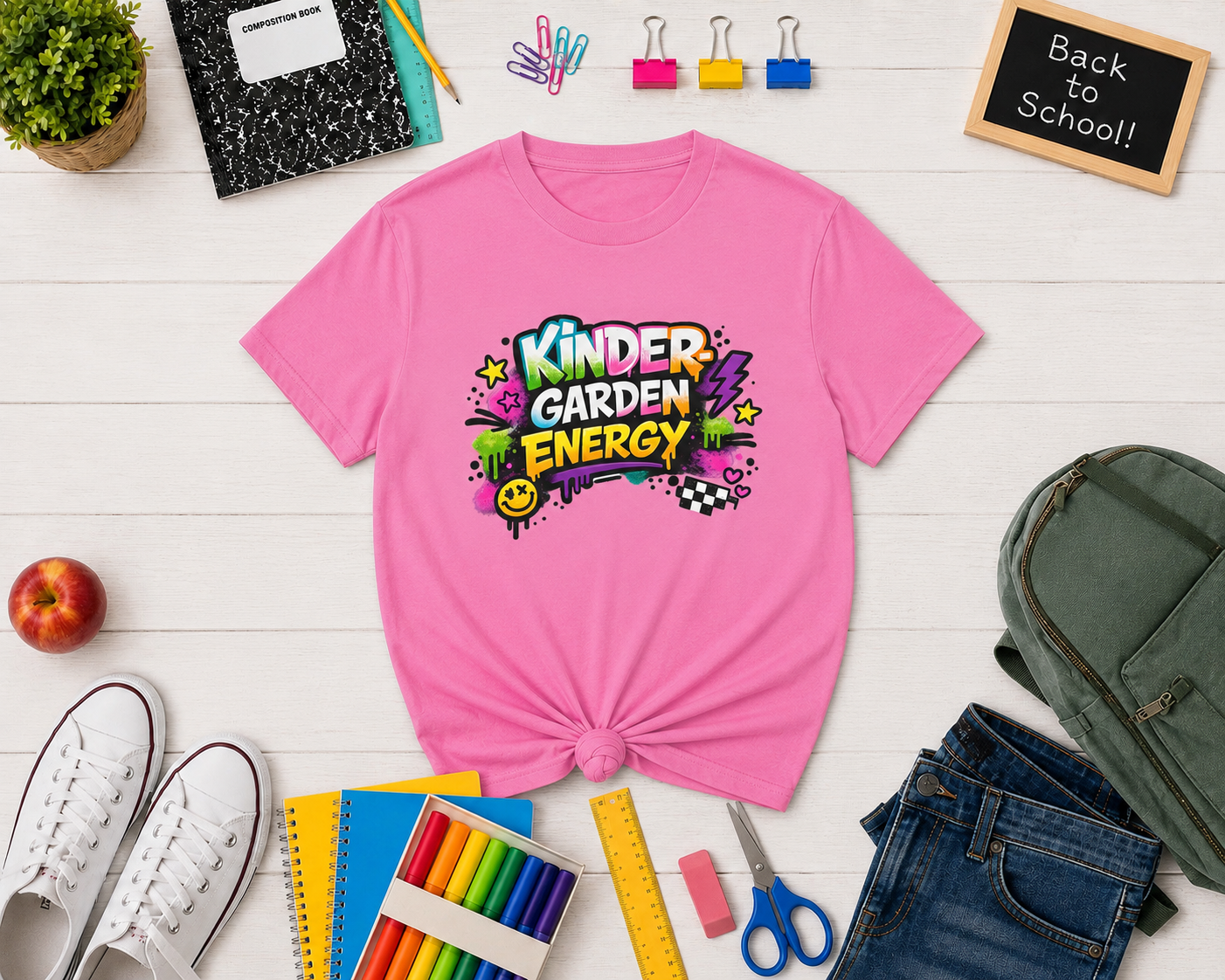 Kinder Garden Energy Youth T‑Shirt — Colorful Playful Graphic Tee for Kids