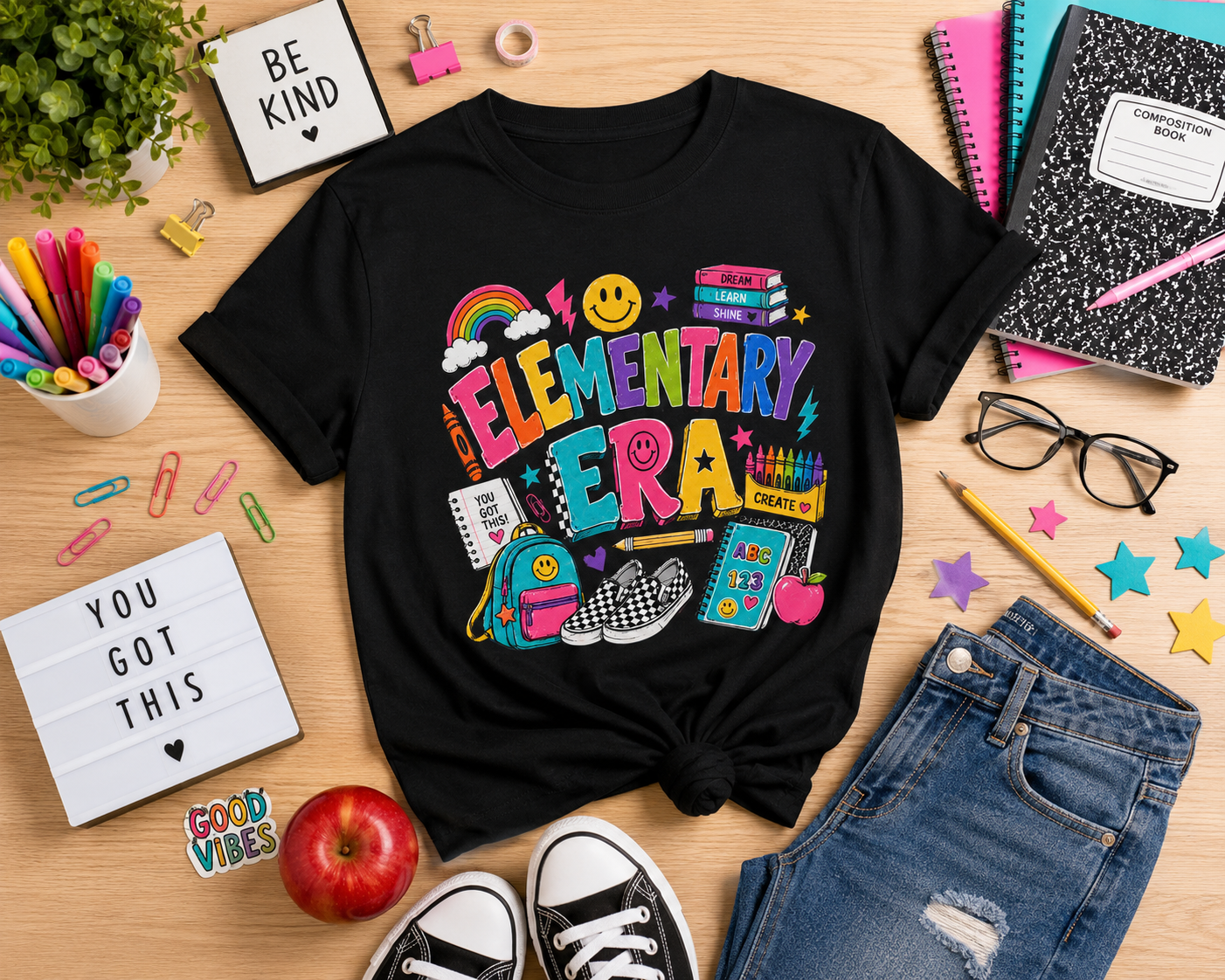 Kids Tee  "Elementary Era" Colorful Back-to-School Shirt