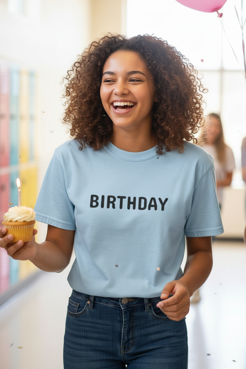 Birthday Tee — Close-Up Ad Shot